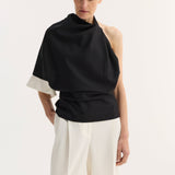 ROHE - Draped open back wool top | black