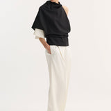 ROHE - Draped open back wool top | black