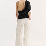 ROHE - Draped open back wool top | black