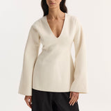 ROHE - Sculptural long sleeve top | off white