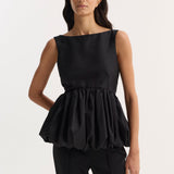 ROHE - Voluminous boat-neck top | black