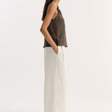 ROHE - V-neck silk lace top | earth