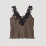 ROHE - V-neck silk lace top | earth