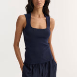 ROHE - Bustier shaped knitted top | navy