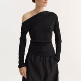 ROHE - Twisted jersey top | black