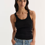 ROHE - Merino scoop neck top | black