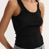 ROHE - Merino scoop neck top | black