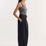 ROHE - Merino scoop neck top | mid grey melange