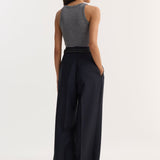 ROHE - Merino scoop neck top | mid grey melange