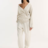 ROHE - Off - shoulder wrap cardigan | cream