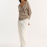 ROHE - Off-shoulder wrap cardigan | light taupe