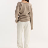ROHE - Off-shoulder wrap cardigan | light taupe