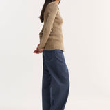 ROHE - Elongated rib cardigan | taupe melange