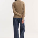 ROHE - Elongated rib cardigan | taupe melange