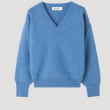ROHE - V-neck knitted jumper | denim blue melange