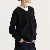 ROHE - V-neck knitted jumper | black