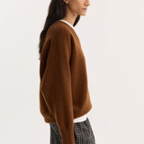 ROHE - V-neck knitted jumper | rust