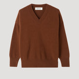 ROHE - V-neck knitted jumper | rust