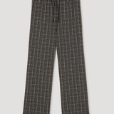 ROHE - Wide leg pyjama trousers | black / brown check