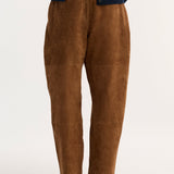 ROHE - Suede barrel leg trouser | tobacco