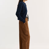 ROHE - Suede barrel leg trouser | tobacco