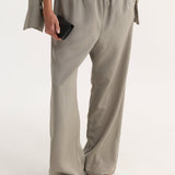 ROHE - Wide leg pyjama trousers | light grey stripe