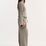 ROHE - Wide leg pyjama trousers | light grey stripe