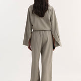 ROHE - Wide leg pyjama trousers | light grey stripe