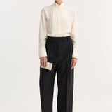 ROHE - High-waist turn-up trousers | black
