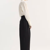ROHE - High-waist turn-up trousers | black