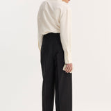 ROHE - High-waist turn-up trousers | black
