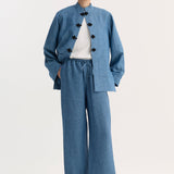 ROHE - Wide leg pyjama trousers | ocean blue