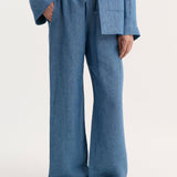ROHE - Wide leg pyjama trousers | ocean blue