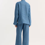 ROHE - Wide leg pyjama trousers | ocean blue