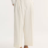ROHE - High-waist turn-up trousers | off white