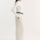 ROHE - High-waist turn-up trousers | off white