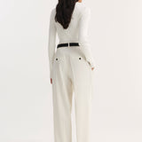ROHE - High-waist turn-up trousers | off white