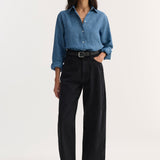 ROHE - Cropped barrel leg denim | black