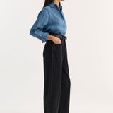 ROHE - Cropped barrel leg denim | black