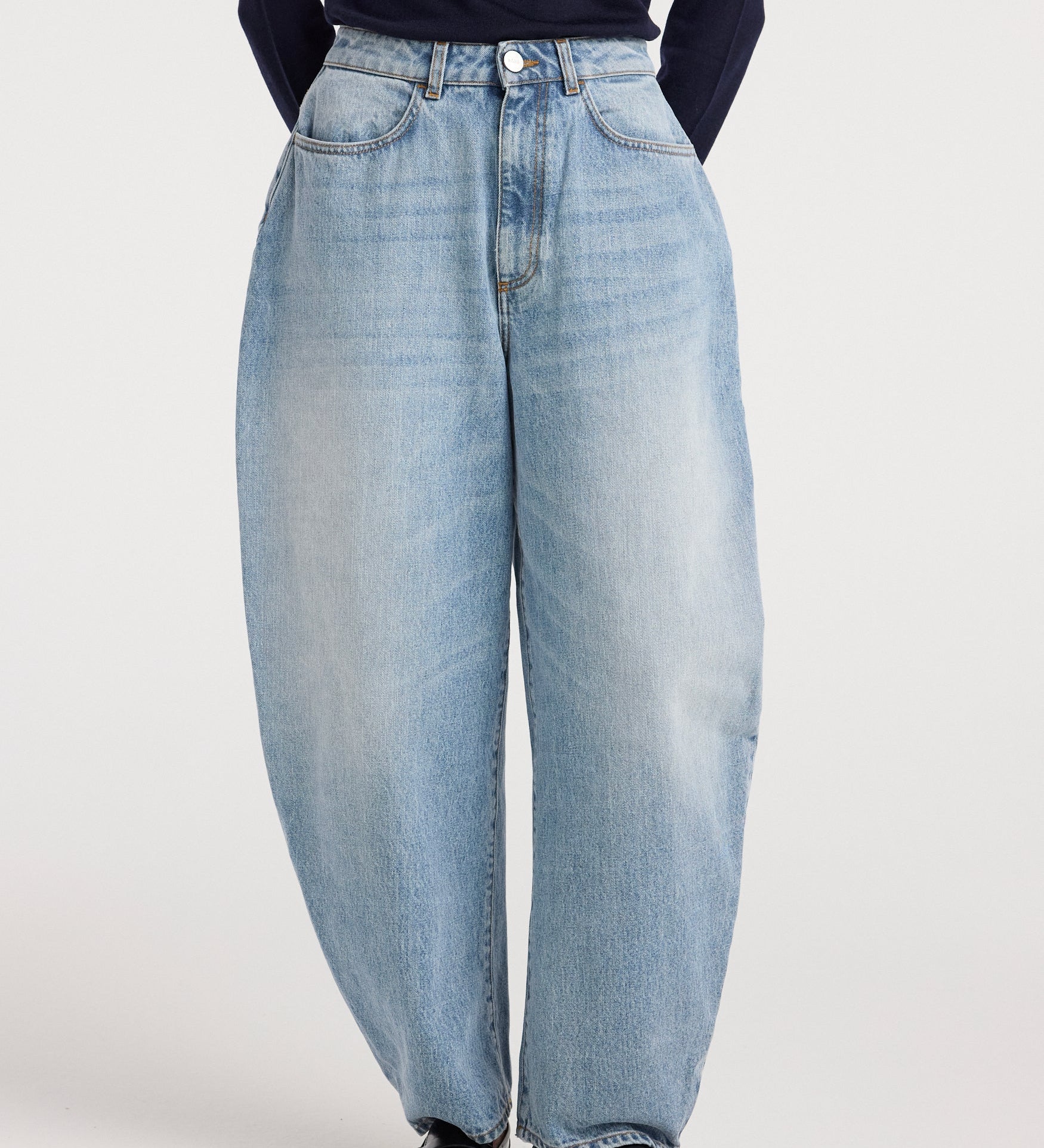 ROHE - Fransje - Sculptural denim trousers | classic blue