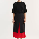 ROHE - Contrast upside-down skirt | black
