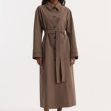 ROHE - Technical check belted coat | brown multi check