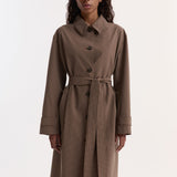 ROHE - Technical check belted coat | brown multi check
