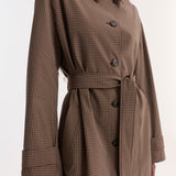 ROHE - Technical check belted coat | brown multi check