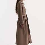 ROHE - Technical check belted coat | brown multi check