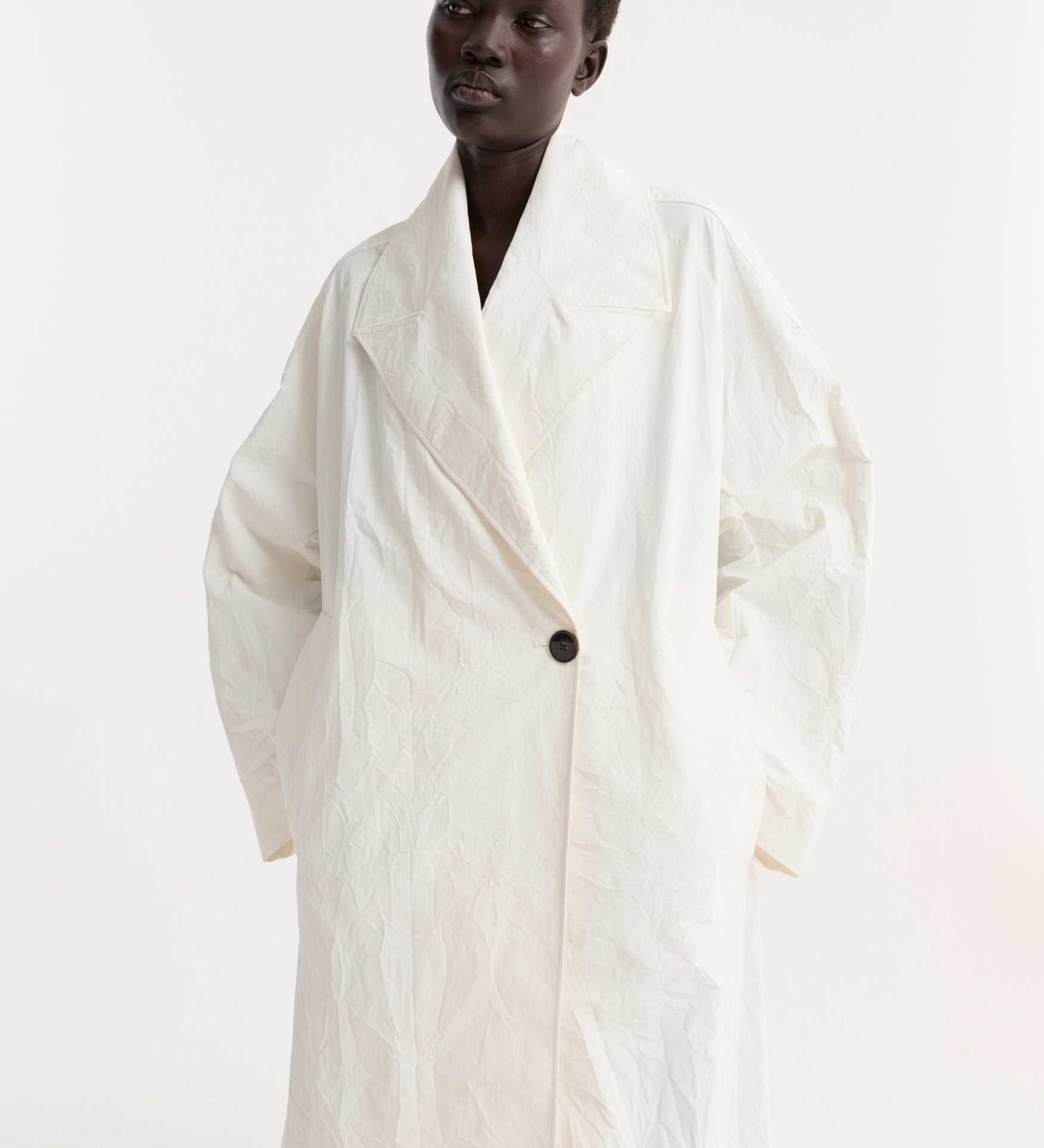 ROHE - Oversized crushed cotton coat | off white