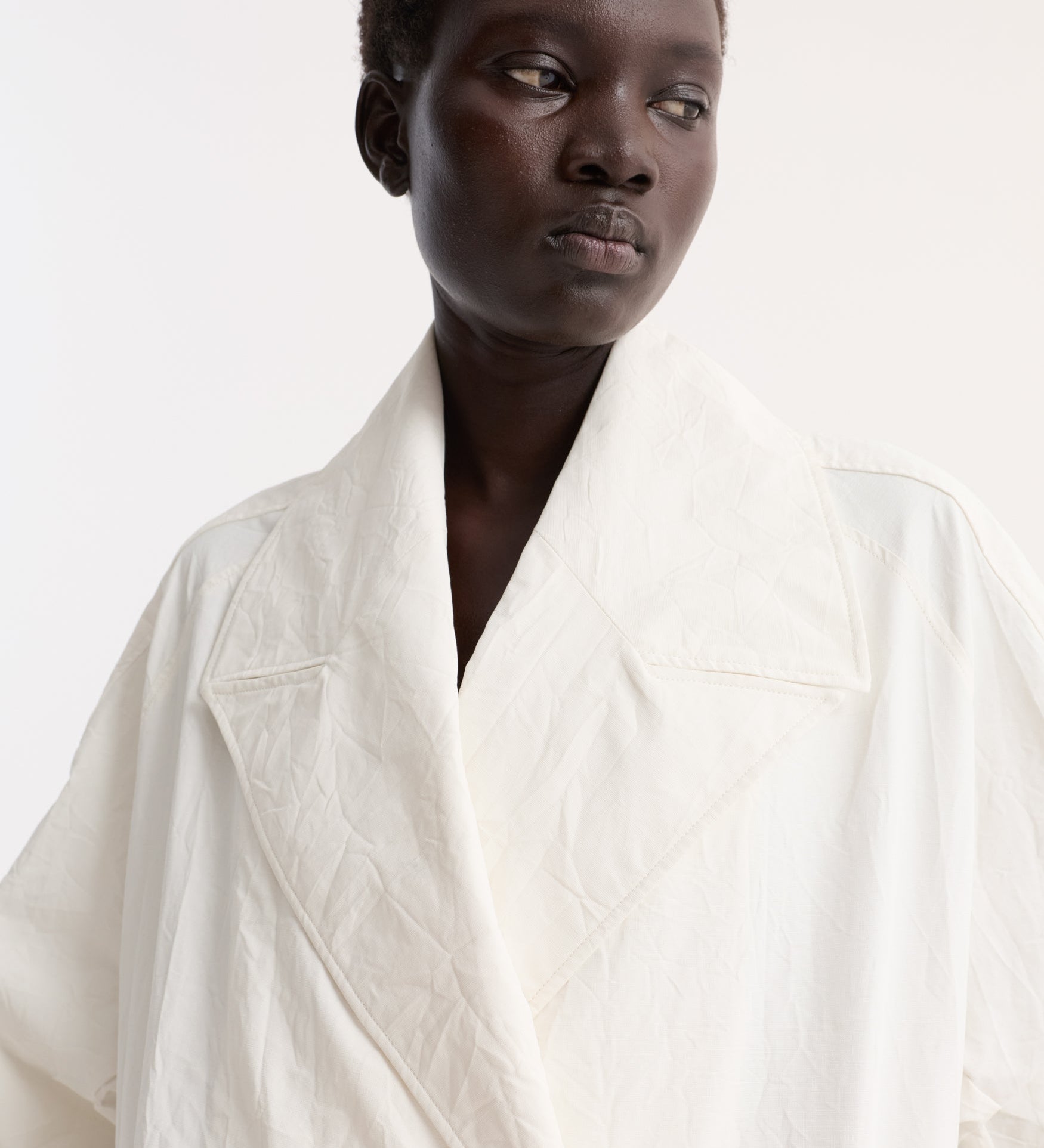 ROHE - Oversized crushed cotton coat | off white