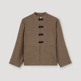 ROHE - Pankou closure linen jacket | brown melange