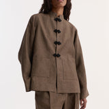 ROHE - Pankou closure linen jacket | brown melange
