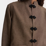 ROHE - Pankou closure linen jacket | brown melange